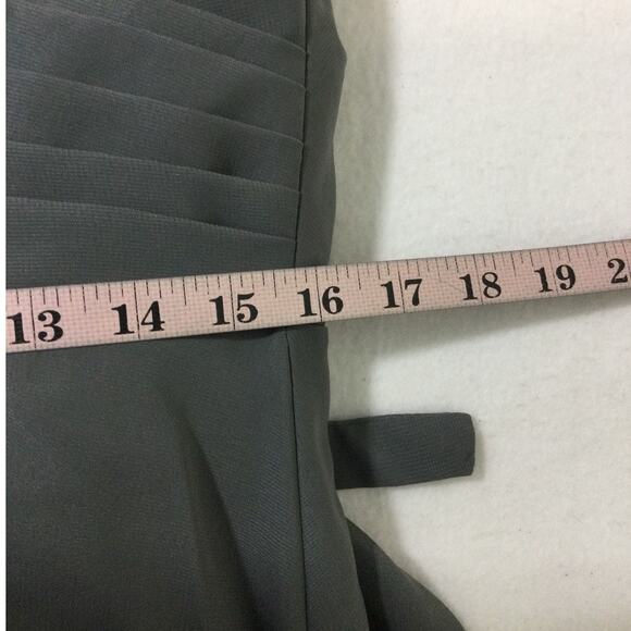 FORMAL PARTY SZ 10 L Charcoal Gray Pleated V-Neck A-Line Maxi Dress NWT B95 - Picture 6 of 9